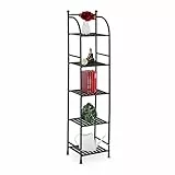 Relaxdays Standregal, Stahl, HxBxT: 145 x 33 x 28 cm, Regal Küche & Bad, 5 Gitterablagen, Metallregal stehend, schwarz
