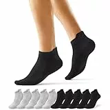 EKSHER Sneaker Socken Herren 43-46 Schwarz 10 Paar Baumwolle Kurze Socken Damen Sport Halbsocken Grau Kurz Sportsocken Anti Schweiß Atmungsaktive Sommer Halbe Low Running Socks