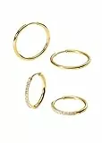 Purelei Lovely Glitter Damen Ohrring-Set – 2 Paar Creolen (vergoldet oder silber) – kleine Zirkonia & große schlichte Creolen – wasserfest, hypoallergen – (Gold)