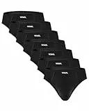 YESWEL Unterhosen Männer Slip 7er Pack, Atmungsaktive Baumwolle Unterwäsche Herren Mit Elastischer Bund, Kratzfreie Etiketten (Schwarz, L)