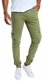 Leif Nelson Herren Hose Jeans Stretch Jeanshose Chino Cargo Chinohose Jogger Freizeithose Stretch Slim Fit LN9285; W38L30, Khaki
