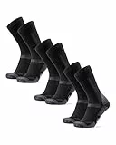 DANISH ENDURANCE Merino Wandersocken, Arbeitssocken, Funktionssocken, Herren, Damen & Kinder, 1, 3 & 5 Paar, Schwarz/Grau 3 Paar, 43-47