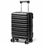 Lekesky Handgepäck Koffer 55x35x25cm - Trolley Handgepäck mit TSA Schloss und 4 Rollen,Leicht Hartschale für Lufthansa, Eurowings, EasyJet, 38L, Schwarz