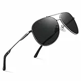wearPro Sonnenbrille-Herren-Damen-Polarisiert Premium Metallrahmen Sonnenbrillen Unisex mit UV400 Schutz Vintage Schwarz Fahrerbrille-Graues
