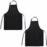 Anrbb 2 Pack Küchenschürzen für Männer und Damen, Kochschürze mit 2 Taschen zum Kochen, Backen, Malen und Hausarbeit, Schürze Schwarz