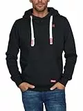 riverso Hoodie Herren Regular Fit RIVLinus Kapuzenpullover Pullover Sweatshirt Streetwear Schwarz 4XL, Größe:4XL, Farbe:Black-Formula Red