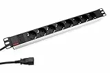 ROLINE 19'-Steckdosenleiste 8fach + C14-Stecker, Aluminium, 2 m
