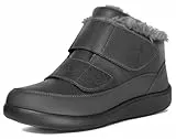 Eagsouni Winterstiefel Damen Herren Extra Weit Winterschuhe Winter Wasserdicht Warm gefütterte rutschfeste Stiefel Boots Diabetiker Schuhe mit Klettverschluss Schneestiefel für Senioren,Grau,43 EU