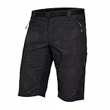 Endura Herren Hummvee Fahrradshorts mit Innenhose | Herausnehmbare Innenhose | Shorts für Stadt und Trails | Gepolsterter Komfort | Cargotaschen | Clickfast Shorts, Schwarz, L