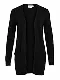 Vila Damen Viril L/S Open Knit Cardigan-noos Strickjacke, Schwarz (Black), S