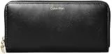 Calvin Klein Damen Geldbörse Large Zip Around mit Logo, Schwarz (Black), Einheitsgröße