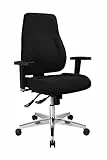 Topstar PI99GBC0 P91, Bürostuhl, Schreibtischstuhl, breiter Muldensitz, inkl. höhenverstellbare Armlehnen, Konturpolsterung, Bezug schwarz, 111.0 x 60.0 x 59.0