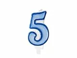 PartyDeco Geburtstagskerze Zahl 5 Zahlenkerze 7cm - Kuchenkerze Tortendeko - Kindergeburtstag Deko Junge 5. Geburtstag - Jahrestag Hochzeitstag - Blau