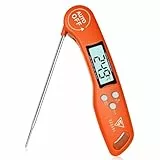 DOQAUS Grillthermometer Fleischthermometer Küchenthermometer Bratenthermometer Kochthermometer mit 3s Sofortiges Auslesen, LCD Bildschirm und Lange Sonde, für Kochen, BBQ (Orange)