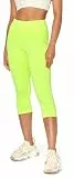 Bellivalini Neon Leggings Damen High Waist 3/4, Gym Damen Leggings, Knallige Hosen ideal als Festival Outfit oder Teil von einem 80er Jahre Outfit BLV50-298 (Neon Gelb, XXL)