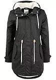 OXMO Jolina Damen Regenmantel Regenjacke Übergangsjacke, Größe:M, Farbe:Black (194007)