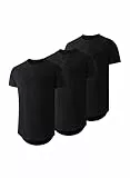 JMIERR 3 Pack T Shirt Herren Sommer Basic Einfarbig T-Shirt Baumwolle Slim Fit Hemd Kurzarm Sportwear Schwarz XL