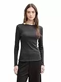 TOM TAILOR Denim Damen 1046619 Langarmshirt mit Stehkragen, 10522-Shale Grey Melange, M