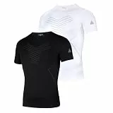AMZSPORT 2 Pack Herren Kompressionsshirt Kurzarm Funktionsshirt Atmungsaktives Sportshirt Laufshirt Tshirt Fitness,Schwarzweiß L