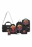 SKANDO BAGS Lego Ninjago Schulranzen Set Jungen & Mädchen ab 1. Klasse - 6-Teilig - Schulrucksack, Federmappe (Gefüllt), Turnbeutel, Kleinerer Rucksack, Geldbörse und Sporttasche, Rot