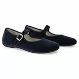 PAYMA - Damen Mary Janes aus Samt. Flache Ballerinas, Casual Sandalen, Bequeme Maryjane Schuhe Schnallenverschluss. Farbe: Blau, Größe: EU 41