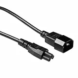ACT Netzkabel 3 Polig 2m, C14 Stecker auf C5 Kabel Buchse, Stromkabel Type F, Kaltgerätekabel Verlängerung– AK5028