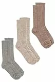 Socks Tunnel 3er Pack Unisex Dicke Bunte Winter Socken Grau/Beige/Braun, Unisex Klassische Stricksocken