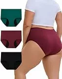 INNERSY Menstruationsunterwäsche Starke Blutung Große Größen Baumwolle Inkontinenz Slip 3er Pack (4XL, Schwarz/Dunkelgrün/Dunkelrot)