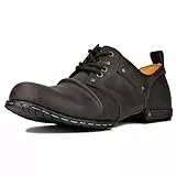 OSSTONE Herren leder chukkastiefel Worker biker boots-motorrad-leder-schuhe für Schnürstiefeletten boots OS-6015-1-B, US10, EU43