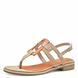 MARCO TOZZI Damen Sandalen mit Absatz Zehentrenner Verstellbarer Riemen, Mehrfarbig (Biscuit Comb), 37 EU