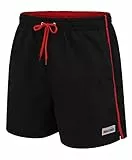 Mount Swiss Männer Badehose Dario mit seitlichen Taschen Gesäßtasche I Modische Herren Shorts Schwimmen Freizeit Wassersport I Badeshorts in der Farbe Schwarz, Größe L