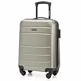 WITTCHEN Globe Line Reisekoffer Handgepäck Kabinengepäck Trolley Hartschale aus ABS mit 4 Rollen Zahlenschloss Teleskopgriff | Größe S | Champagner Lufthansa/Eurowings/Ryanair/Condor/Discover Airlines