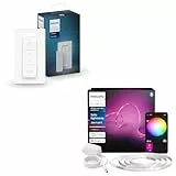 Philips Hue Indoor 3m Smart LED Solo Lightstrip Basis-Set, 1er-Pack Dimmschalter Steuerung mit der Hue App, Funktioniert mit Alexa, Google Assistant und Apple HomeKit