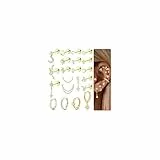 CASSIECA 21Pcs Helix Piercings Chirurgenstahl Ohrringe Damen Hypoallergene Piercing Ohr 14K Gold Creolen Ohrstecker Set Ohrringe mit Flachem Verschluss Helix Conch Tragus Piercing Ohr Schmuck