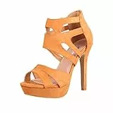 Elara Damen Pumps Offen Stilettos High Heels Chunkyrayan LL85-Camel-39