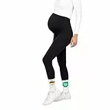 Everwoman Schwangerschaftsleggings | Blickdichte Umstandsleggings (High Waist) stützt den Babybauch - elastisch bequem & weich | Umstandsmode für Jede Phase (Schwarz L)