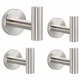 Livabber Badezimmer-Handtuchhaken, 304 Edelstahl, Wandmontage, robuste Handtuchaufhänger für Badezimmer, Küche, Schlafzimmer (4 Stück, gebürstetes Nickel)