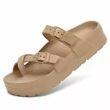 Waysoland Sommer-Sandalen Damen - Orthopädische Bequemlichkeit mit Dicksohle, Einstellbarer Schnalle und Ultra-Kissen (Braun, 39 EU)