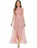Dressystar Damen Elegant Abendkleider Hochzeit Brautjungfer Vokuhila Kleider Maxilang Prom Dress Partykleid Blush XXL