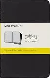 Moleskine Cahier Journal, Set von 3 Heften mit karierten Seiten, Kartonumschlag und sichtbarer Baumwollnaht, Format 9 x 14 cm, 64 Seiten, Farbe Schwarz