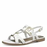 MARCO TOZZI Damen Sandalen flach mit Schließe Elegant, Weiß (White Comb), 38 EU