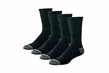 Amazon Essentials Herren Atmungsaktive, Gepolsterte Work Crew Leistungssocken Aus Baumwolle, 4 Paar, Schwarz, 41-45
