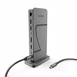 Hama USB C Docking Station, USB4, 10 Ports (4X USB A, 1x USB C Daten, 1x Power, 1x Display/Daten, 1x HDMI, DisplayPort, LAN/Ethernet, für Monitor, Maus, Ladegerät, Festplatte etc.)