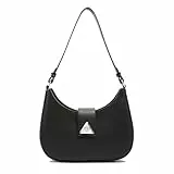 Travistar Handtasche Damen Klein Elegant Schultertasche Damen PU Leder Hobo Bag Y2k Tasche Satteltasche Aesthetic Abendtasche Clutch mit Reißverschluss Coole Schwarz Umhängetasche für Teenager Mädchen