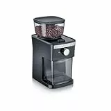 GRAEF CM252 - Elektrische Kaffeemühle, Bohnenbehälter 80 g, Aromaschutzdeckel, Herausnehmbares Mahlwerk, 17 Mahlgrade, 2 bis 12 Tassen, Beleuchteter Start-/Stopp-Schalter, 130W, Schwarz