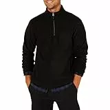 Amazon Essentials Herren Polarfleecejacke mit Viertelreißverschluss, Schwarz, L