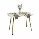 Relaxdays Esstisch, eckig, HxBxT: 75 x 110 x 70 cm, MDF & Bambus, für 4 Personen, skandinavischer Esszimmertisch, Natur