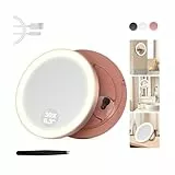MOMOKUBA Kosmetikspiegel mit Beleuchtung, 30-Fach Vergrößerungsspiegel mit Saugnapf, 3 Farben beleuchtbar und dimmbar, für Präzisionsmake-up, Wand- oder Tischspiegel für Badezimmer, Roségold