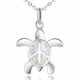 KELITCH 925 Sterling Silber Nette Friedensschildkröte Opal Halskette Damen Halsbänder Halskette Schmuck Geburtstagsgeschenk