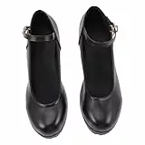 Frauen Vintage Plattform Janes Chunky High Heel Kleid Schuhe Knöchel Schnalle Runde Kappe Pumpen